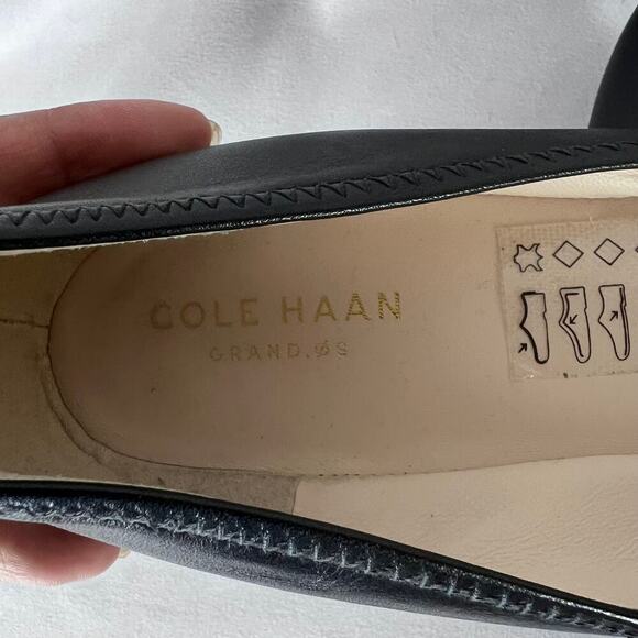 Cole Haan Ballet Wedge Pumps Size 8.5 Black Leather Comfort Dressy Ballerina - Picture 9 of 9